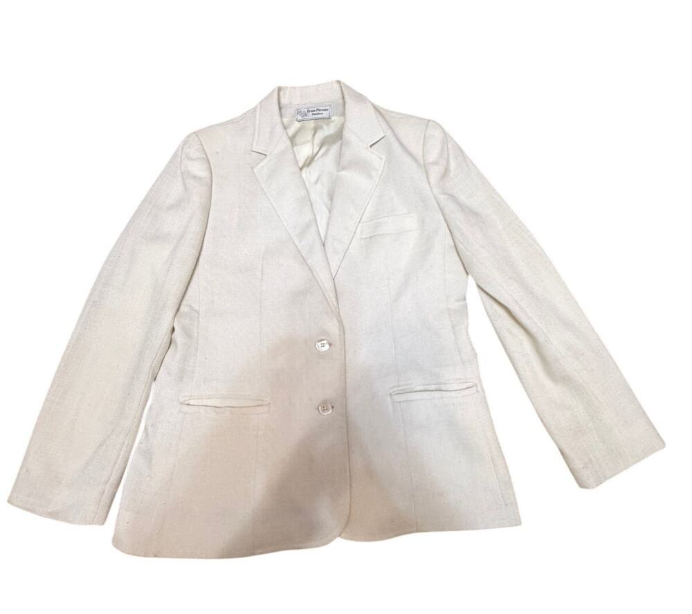 Evan-Picone Linen Blazer - Cream - Size 14 petite